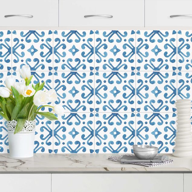 Achterwand voor keuken patroon Watercolour Tiles - Belém
