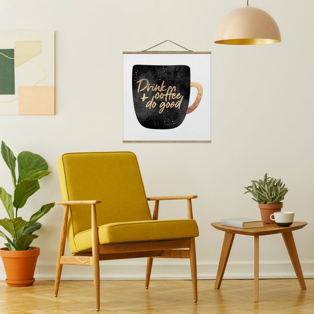 Stoffen schilderij met posterlijst Drink Coffee, Do Good - Black