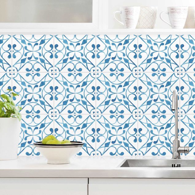 Achterwand voor keuken patroon Watercolour Tiles - Faro