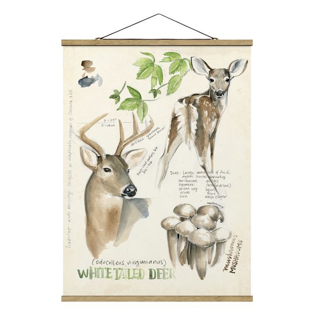 Stoffen schilderij met posterlijst Wilderness Journal - Deer