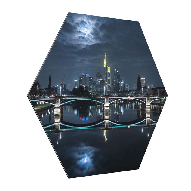 Hexagons Aluminium Dibond schilderijen Frankfurt At Full Moon