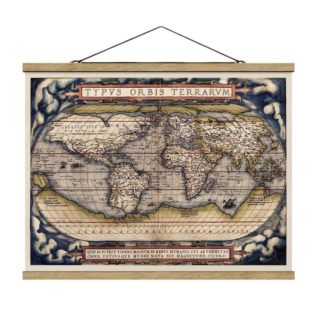Stoffen schilderij met posterlijst Historic World Map Typus Orbis Terrarum