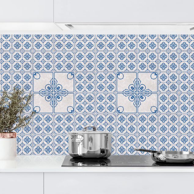 Achterwand voor keuken patroon Postage Blue