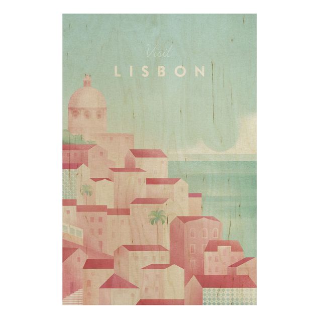 Houten schilderijen Travel Poster - Lisbon