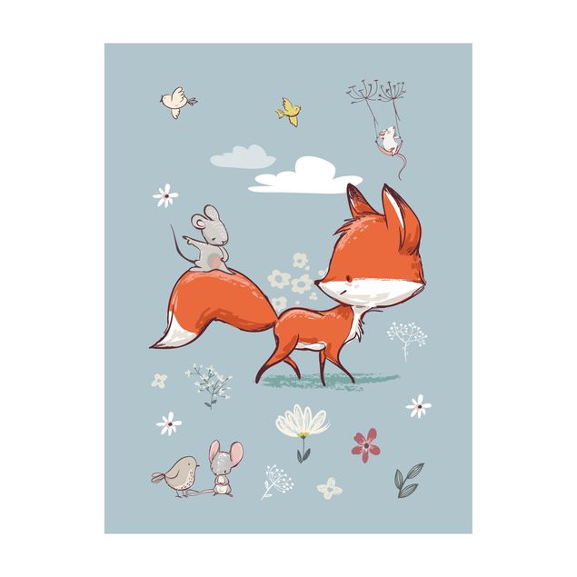 Vloerkleed natuur Fox And Mouse Travelling