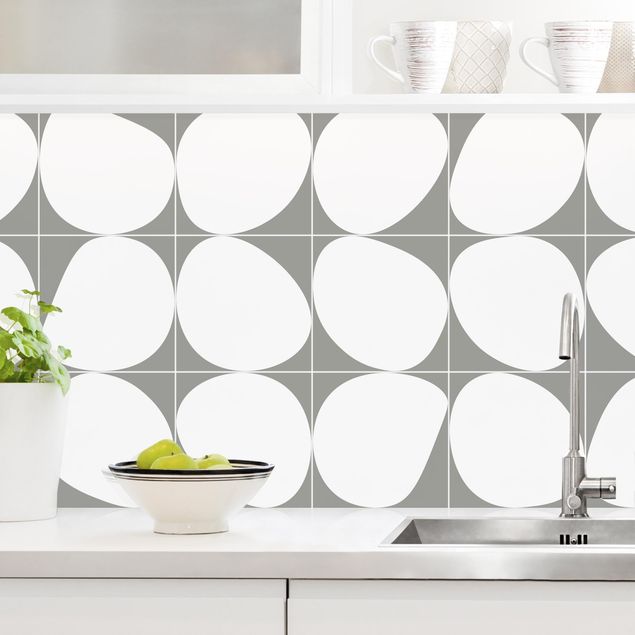 Achterwand voor keuken patroon Oval Tiles - Dark Grey