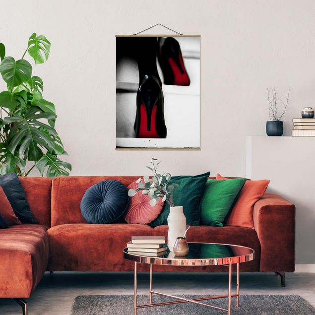 Stoffen schilderij met posterlijst High Heels In Red