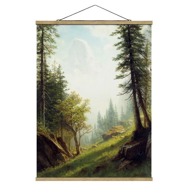 Stoffen schilderij met posterlijst Albert Bierstadt - Among the Bernese Alps