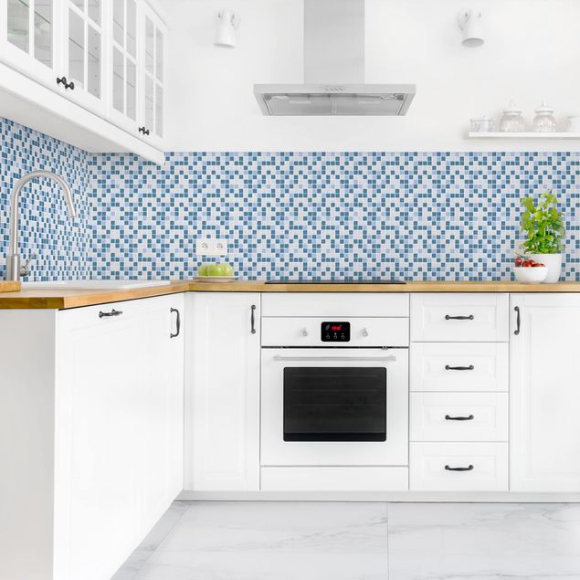 Achterwand voor keuken tegelmotief Mosaic Tiles Blue Gray