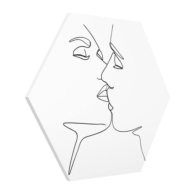 Hexagons Forex schilderijen Line Art Kiss Faces Black And White