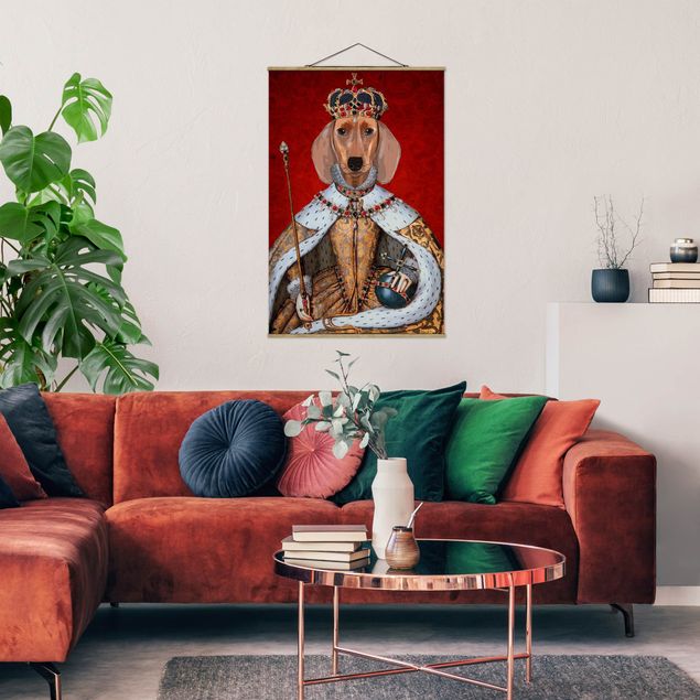 Stoffen schilderij met posterlijst Animal Portrait - Dachshund Queen