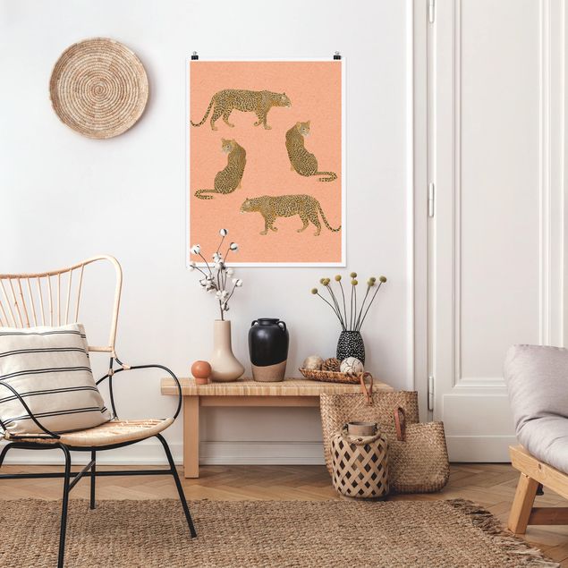 Posters Illustration Leopard Pink Painting