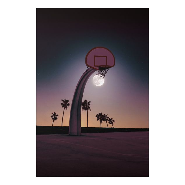 Aluminium Dibond schilderijen Basketball With Moon
