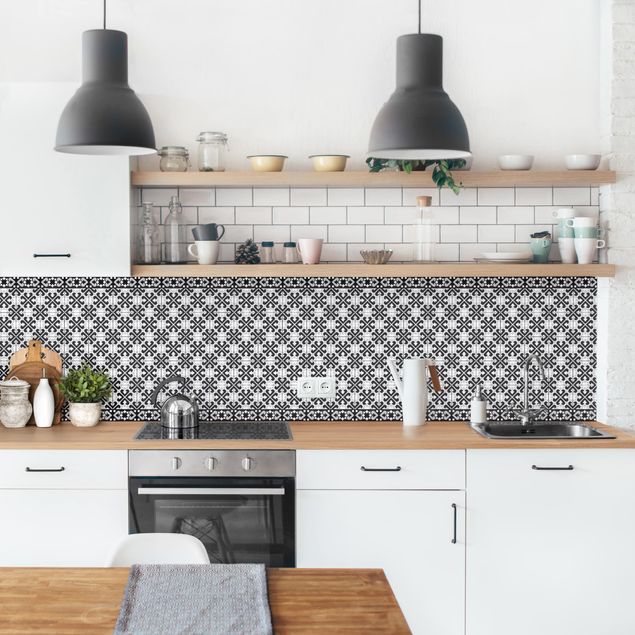 Achterwand voor keuken tegelmotief Geometrical Tile Mix Hearts Black