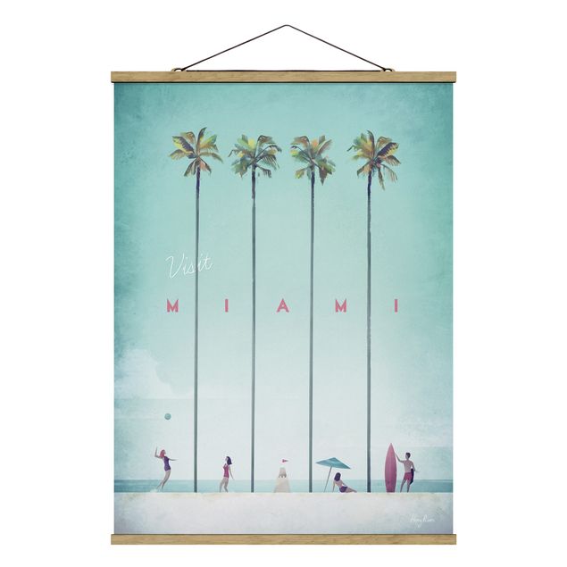 Stoffen schilderij met posterlijst Travel Poster - Miami