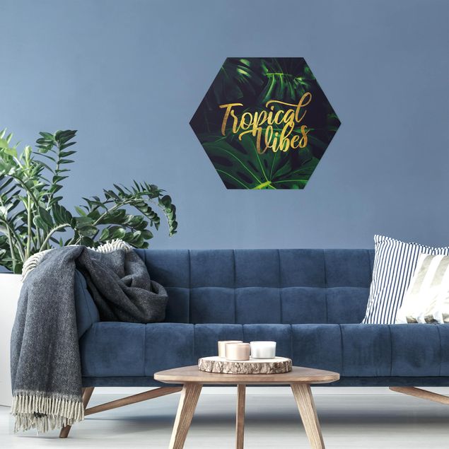 Hexagons Aluminium Dibond schilderijen Jungle - Tropical Vibes