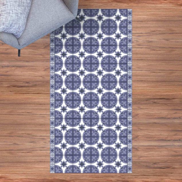 Loper tapijt Geometrical Tile Mix Circles Purple