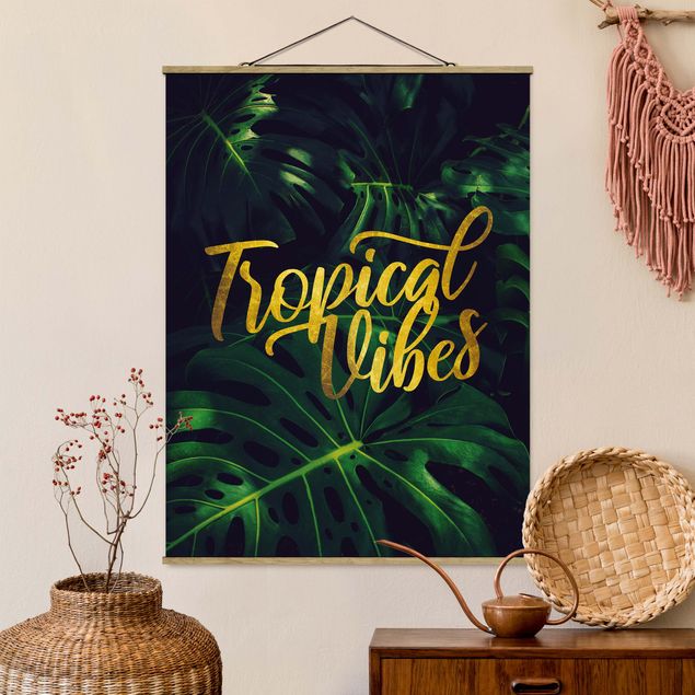 Stoffen schilderij met posterlijst Jungle - Tropical Vibes