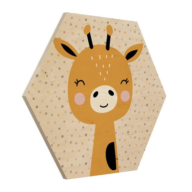 Hexagons houten schilderijen Baby Giraffe