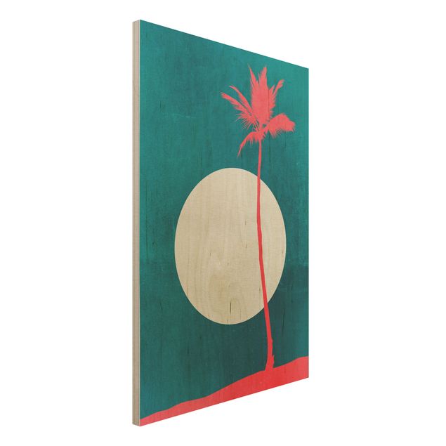 Houten schilderijen Palm Tree Carribean