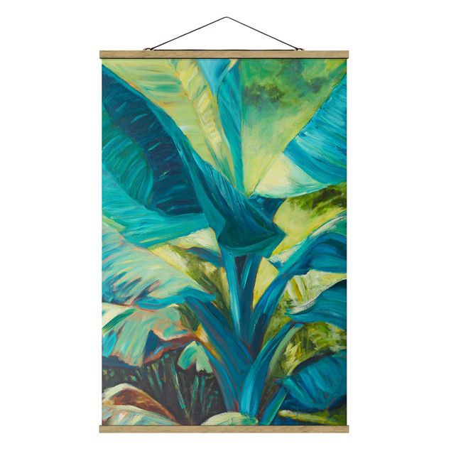 Stoffen schilderij met posterlijst Banana Leaf With Turquoise II