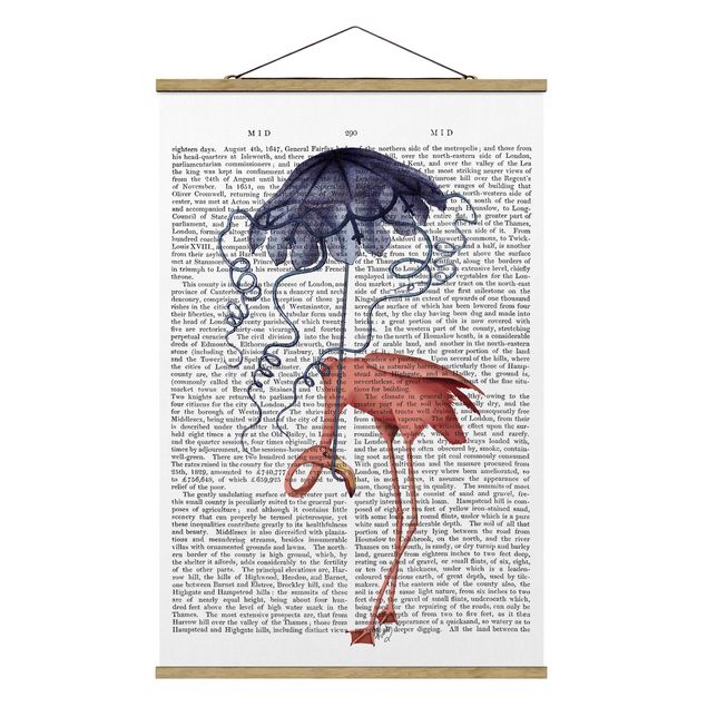 Stoffen schilderij met posterlijst Animal Reading - Flamingo With Umbrella
