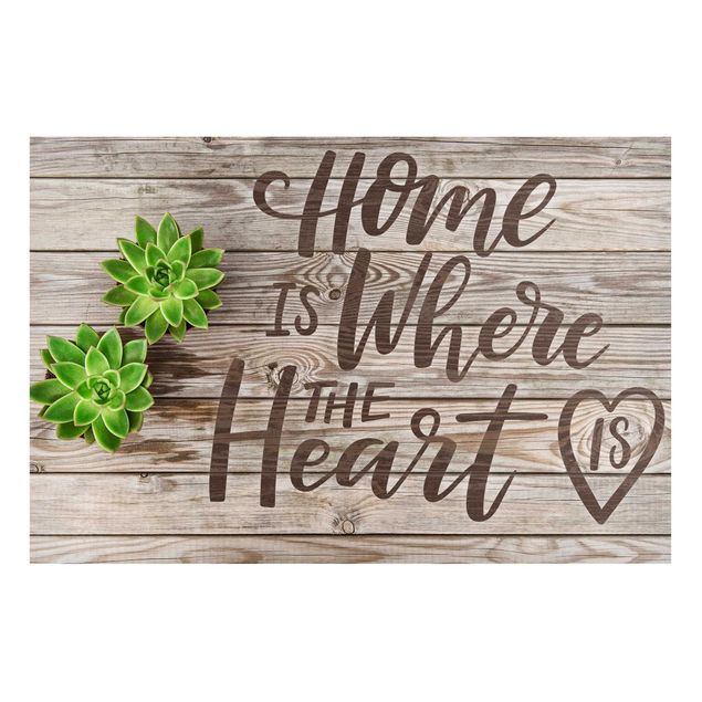 Magneetborden Home is where the Heart is on Wooden Board