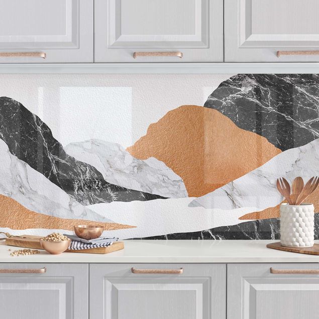 Achterwand voor keuken landschap Landscape In Marble And Copper II