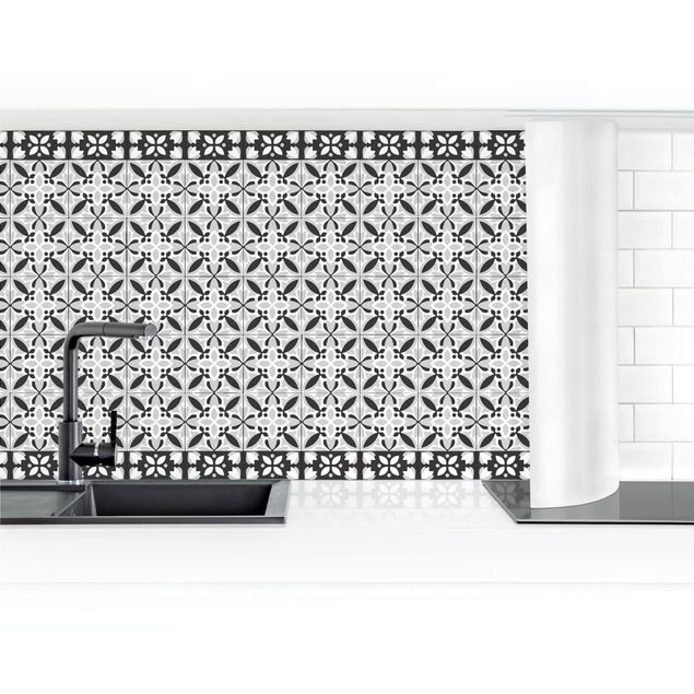Achterwand in keuken Geometrical Tile Mix Blossom Black
