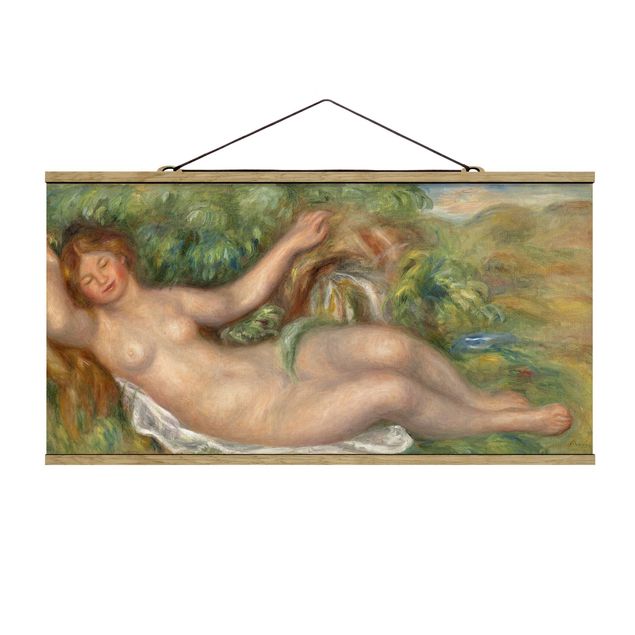 Stoffen schilderij met posterlijst Auguste Renoir - Nude Lying, The Source