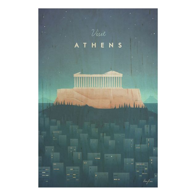 Houten schilderijen Travel Poster - Athens
