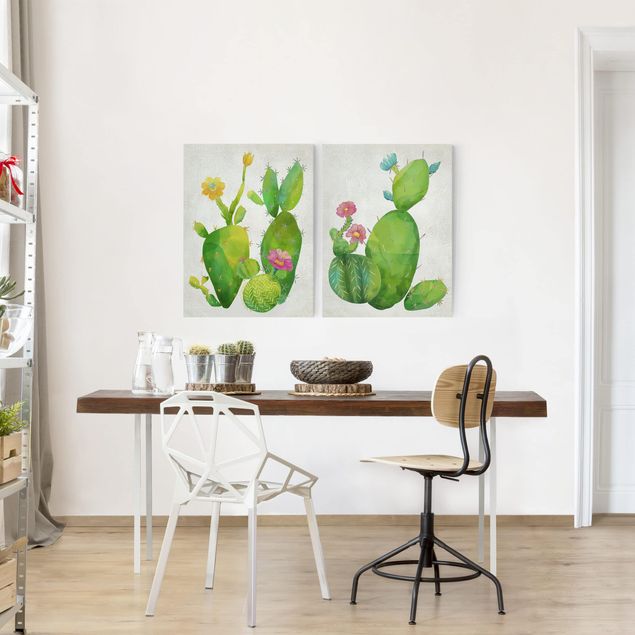 Canvas schilderijen - 2-delig  Cactus Family Set II