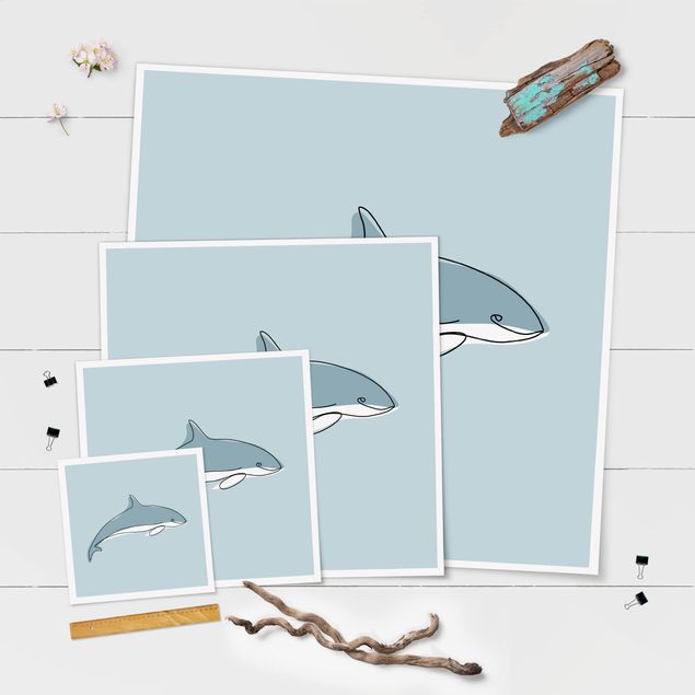 Posters Dolphin Line Art