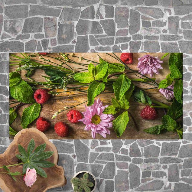Loper tapijt Flowers Raspberries Mint