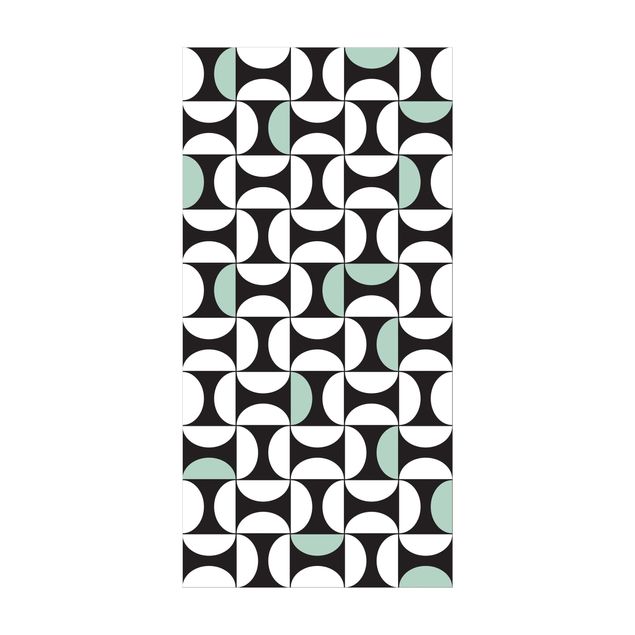 zwart tapijt Geometrical Tile Arches Mint Green With Border