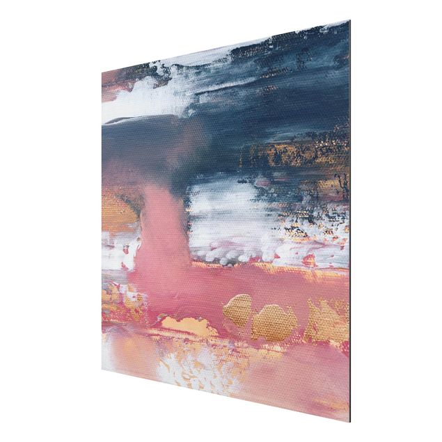 Aluminium Dibond schilderijen Pink Storm With Gold