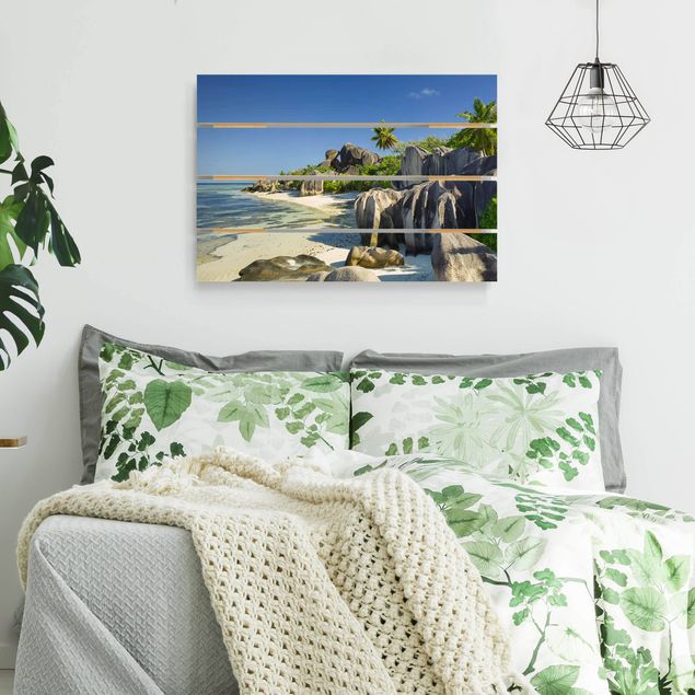 Houten schilderijen op plank Dream Beach Seychelles
