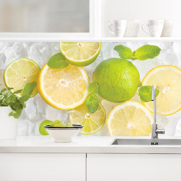 Achterwand voor keuken groenten en fruit Citrus Fruit On Ice Cubes