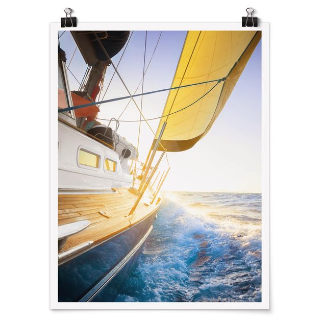 Posters Sailboat On Blue Ocean In Sunshine