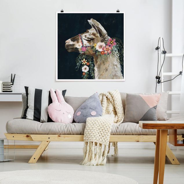 Posters Lama With Floral Decoration II