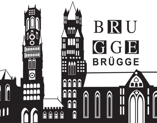 Muurstickers steden en skylines No.MW115 Skyline Bruges