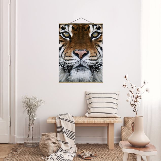 Stoffen schilderij met posterlijst Tiger Eyes