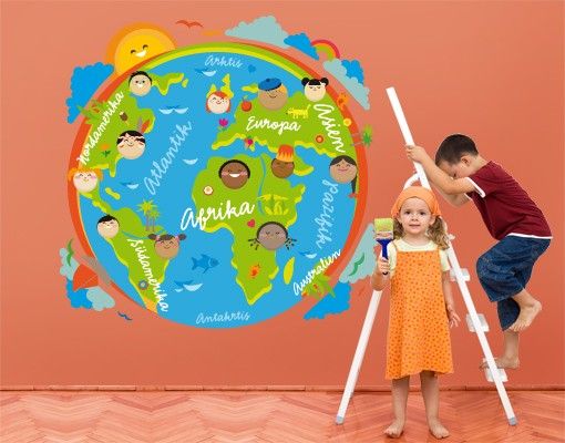 Muurstickers wereldkaart No.EK126 Kids World