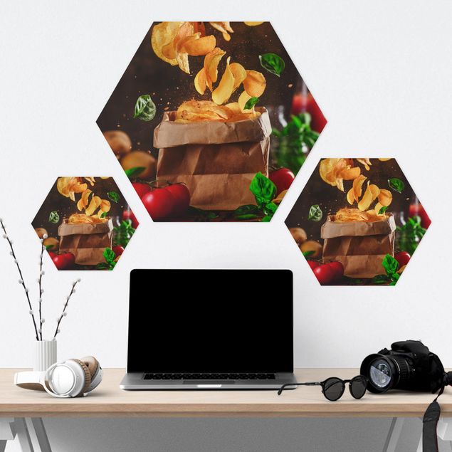 Hexagons Aluminium Dibond schilderijen Tomato Basil Snack