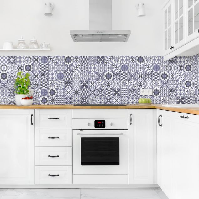 Achterwand voor keuken tegelmotief Geometrical Tile Mix Purple
