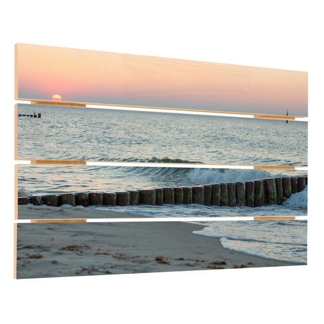 Houten schilderijen op plank Sunset At The Beach