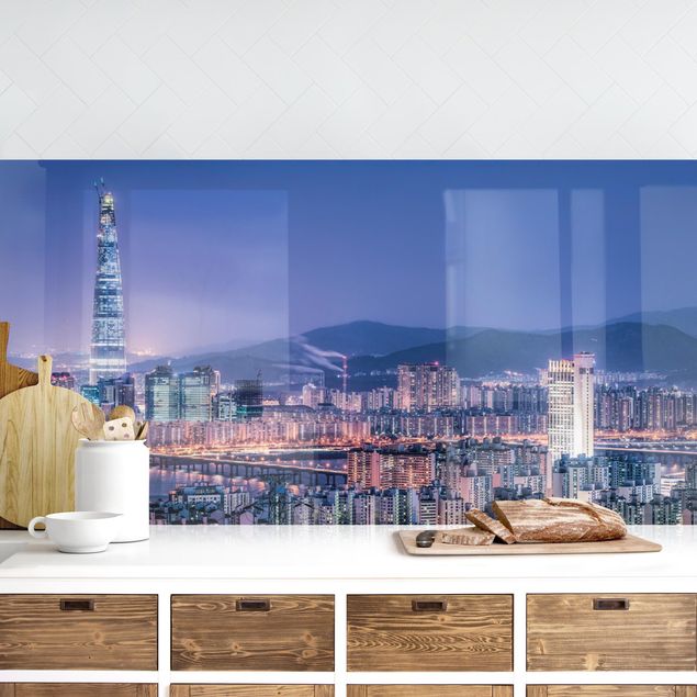 Achterwand voor keuken steden en skylines Lotte World Tower At Night