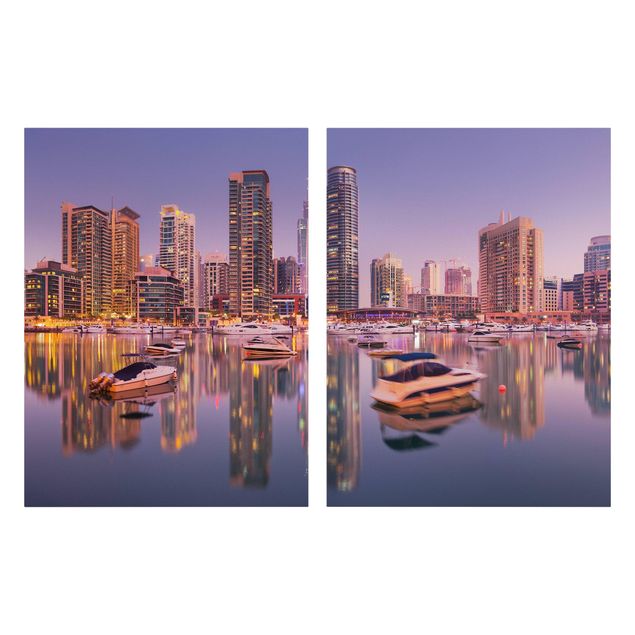 Canvas schilderijen - 2-delig  Dubai Skyline And Marina