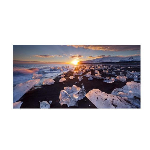 Vloerkleed natuur Chunks Of Ice On The Beach Iceland