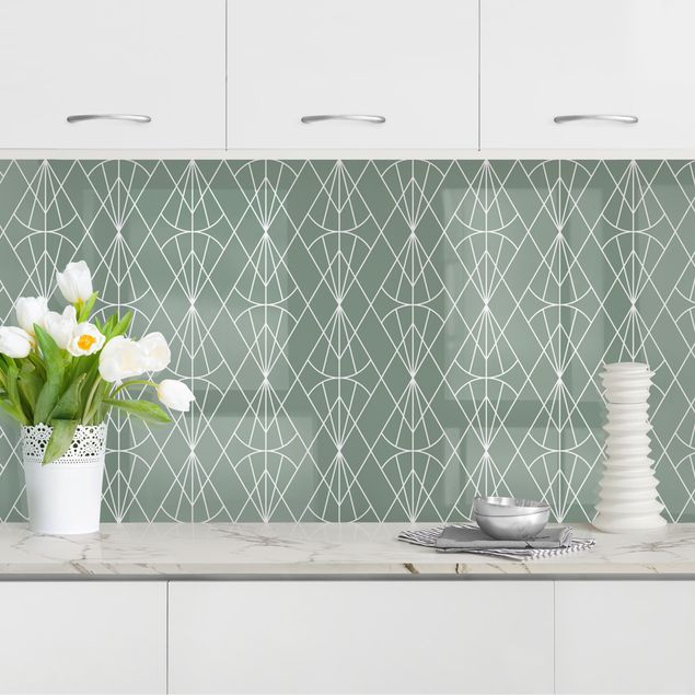 Achterwand voor keuken patroon Art Deco Diamond Pattern In Front Of Green XXL